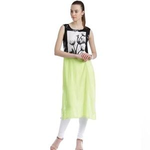 NWT W Women Boho Asian Artsy Cotton Blend Multimedia Straight Dress Size 6